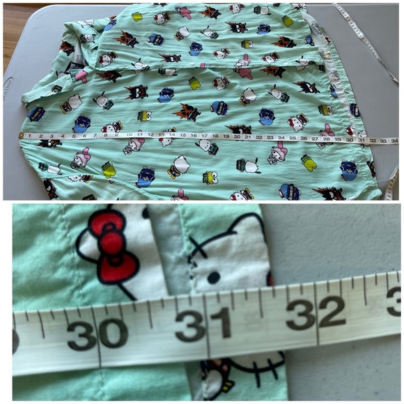 My Hero Academia Hello Kitty and Friends size 3XL button down short sleeve shirt - Picture 7 of 16
